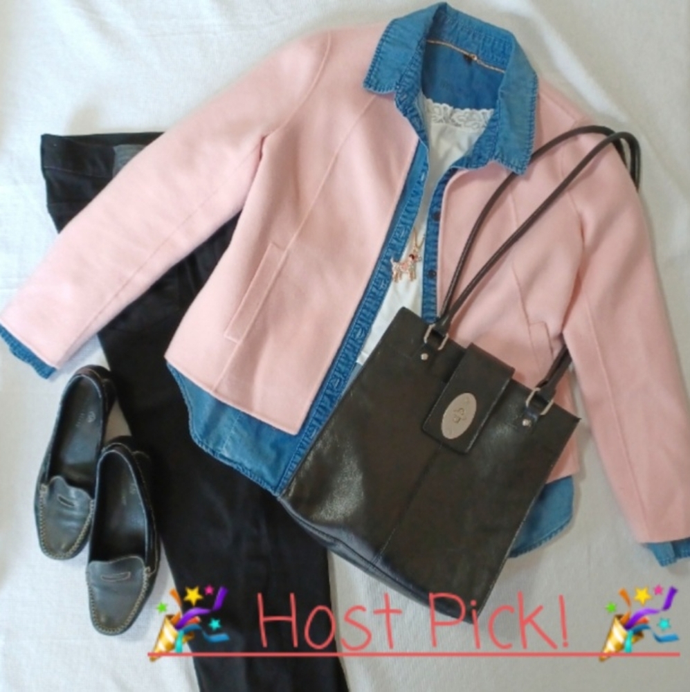 Talbots soft pink wool blazer